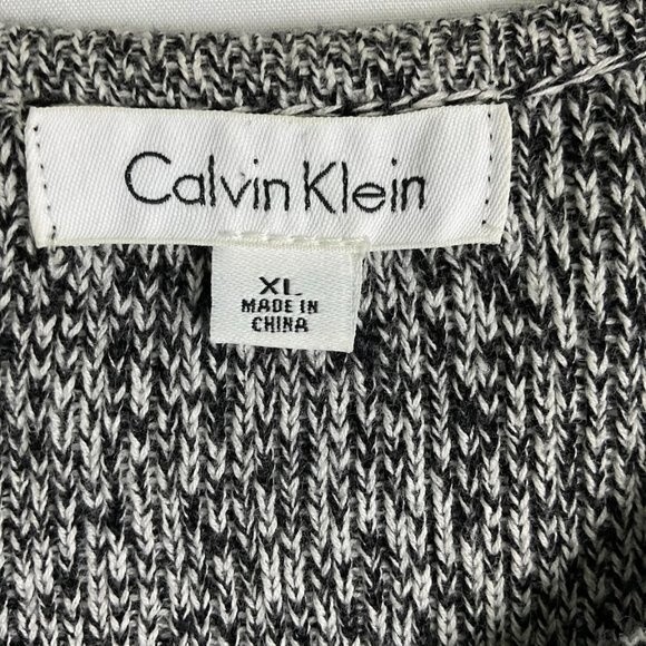 Calvin Klein Womens Zip Front Sweater Marled Knit Ragg Cardigan Size XL - Picture 4 of 6